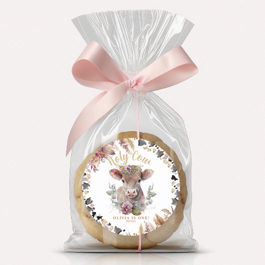 Bloemrijke Heilige Koe Eerste Verjaardag Voorkeur  Ronde Sticker