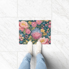 Bloemrijke heldere kleurrijke bloemen deurmat