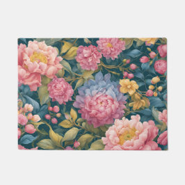 Bloemrijke heldere kleurrijke bloemen deurmat