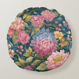 Bloemrijke heldere kleurrijke bloemen rond kussen
