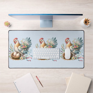 Bloemrijke Hen met Eieren Vintage Boerderij Charme Bureaumat