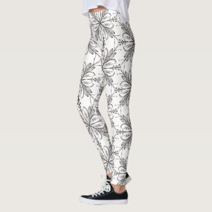 Bloemrijke Henna Mandala Zwarte Witte Leggings