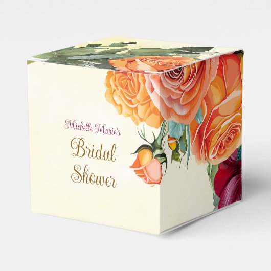 Bloemrijke herfst bruidsfeest cadeaudoos bedankdoosjes (Voorkant Zijde)
