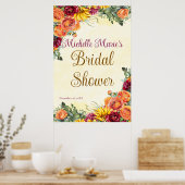 Bloemrijke herfst bruidsshowerposter poster (Keuken)