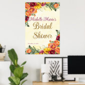 Bloemrijke herfst bruidsshowerposter poster (Thuiskantoor)