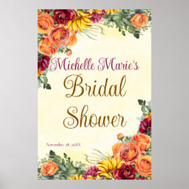 Bloemrijke herfst bruidsshowerposter poster
