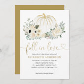 Bloemrijke Herfst in Liefde Witte Pompoen Bruiloft Kaart (Voorkant / Achterkant)