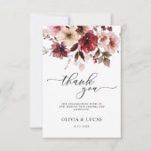 Bloemrijke Herfst Maroon Rustieke Fall Bladeren Hu Bedankkaart (Voorkant)