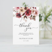 Bloemrijke Herfst Maroon Rustieke Fall Bladeren Hu Bedankkaart (Staand voorkant)