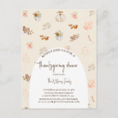 Bloemrijke herfst pompoen thanksgiving diner briefkaart (Voorkant)