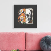 Bloemrijke Herfst Skelet Boho Halloween Canvas Afdruk (Insitu (Woonkamer))