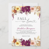 Bloemrijke Herfst Verliefd Hart Script Bruidsdouch Kaart (Voorkant)