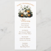 Bloemrijke herfstpompoen Thanksgiving-diner menu (Voorkant)