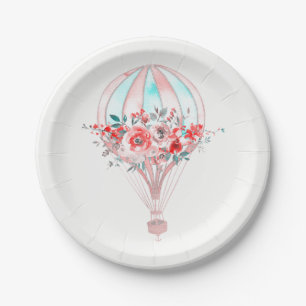 Bloemrijke hete luchtballon Pasen brunch Lente fee Papieren Bordje