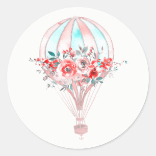 Bloemrijke hete luchtballon Pasen brunch Lente Fee Ronde Sticker