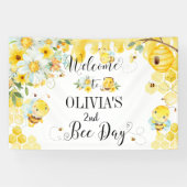 Bloemrijke Honing Bijen Eerste 1e 2e Verjaardag Ac Spandoek (Horizontaal)