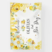 Bloemrijke Honing Bijen Eerste 1e 2e Verjaardag Ac Spandoek (Verticaal)