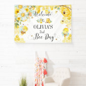 Bloemrijke Honing Bijen Eerste 1e 2e Verjaardag Ac Spandoek (Insitu)