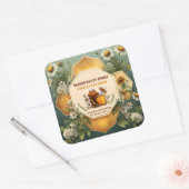 Bloemrijke honingpot met aangepast etiket (Envelop)