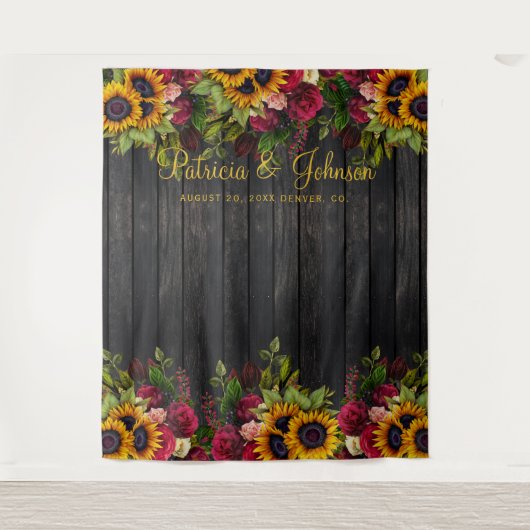 Bloemrijke houten fotohokje achtergrond voor een r wandkleed (Voorkant)