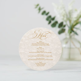 Bloemrijke Ivoren Gouden Elegante Script Huwelijks Kaart