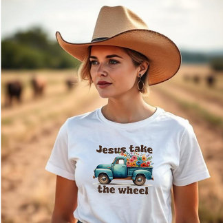 Bloemrijke Jezus neemt het stuur - Landelijke vrac T-shirt