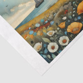 Bloemrijke jonge vrouw droomt om weg te varen tissuepapier (Detail)