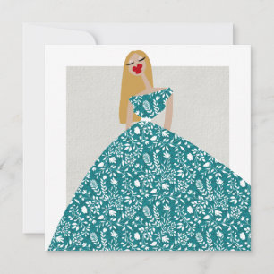 Bloemrijke jurk Glam mode-illustratie kunstkaart Kaart