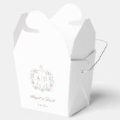 Bloemrijke kader religieuze huwelijksmonogrammen v bedankdoosjes (Geopend)