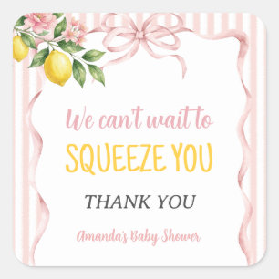 Bloemrijke Kan niet wachten om citroen baby shower Vierkante Sticker