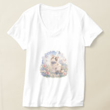 Bloemrijke Kat en Vlinders T-Shirt
