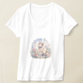 Bloemrijke Kat en Vlinders T-Shirt