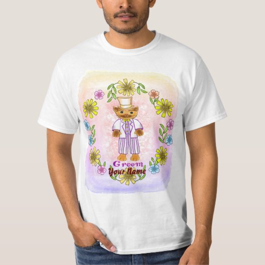 Bloemrijke kat grooming  t-shirt (Voorkant)