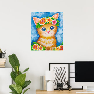 Bloemrijke Kat★ Poster