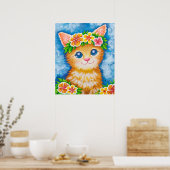 Bloemrijke Kat★ Poster (Keuken)