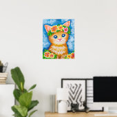Bloemrijke Kat★ Poster (Thuiskantoor)