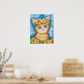 Bloemrijke Kat★ Poster (Keuken)