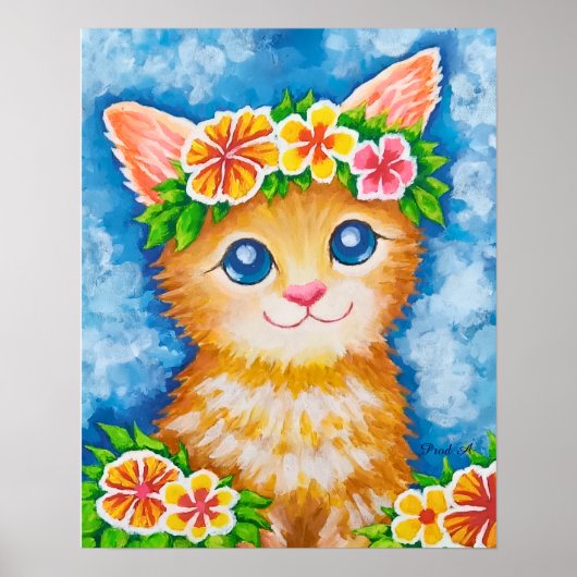 Bloemrijke Kat★ Poster (Voorkant)
