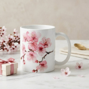 Bloemrijke kersenbloesem roze wit koffiemok