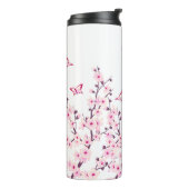 Bloemrijke kersenbloesems vlinders roze wit thermosbeker (Gedraaid links)