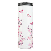 Bloemrijke kersenbloesems vlinders roze wit thermosbeker (Achterkant)