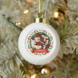 Bloemrijke Kerst Eerste Kerstmis Baby Foto Keramische Bal Ornament