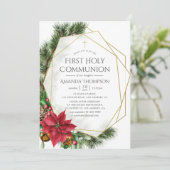 Bloemrijke Kerst Geometrische Eerste Heilige Commu Kaart (Staand voorkant)
