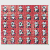 Bloemrijke Kerst Maltese Hond met Kerstman Hoed Ke Cadeaupapier (Vlak)