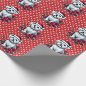 Bloemrijke Kerst Maltese Hond met Kerstman Hoed Ke Cadeaupapier (Hoek)