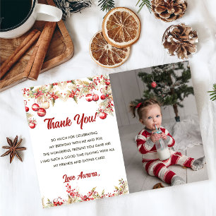 Bloemrijke Kerst Verjaardag Bedankt Kaart Foto