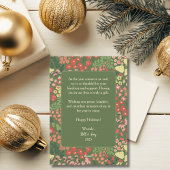 Bloemrijke kerstkaart - aangepaste boodschap, naam