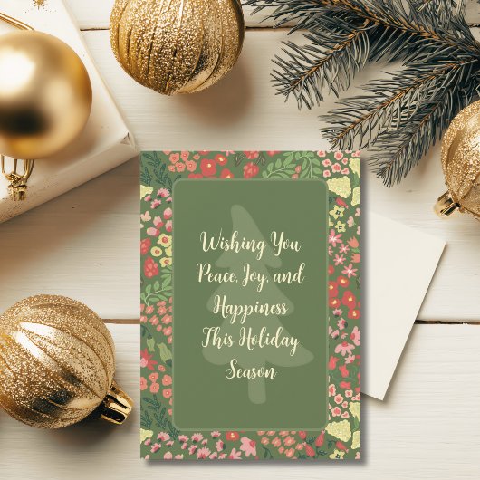 Bloemrijke Kerstkaart - Eigen Bericht, Naam & Datu