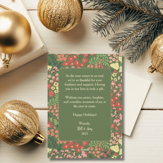 Bloemrijke Kerstkaart - Eigen Bericht, Naam & Datu