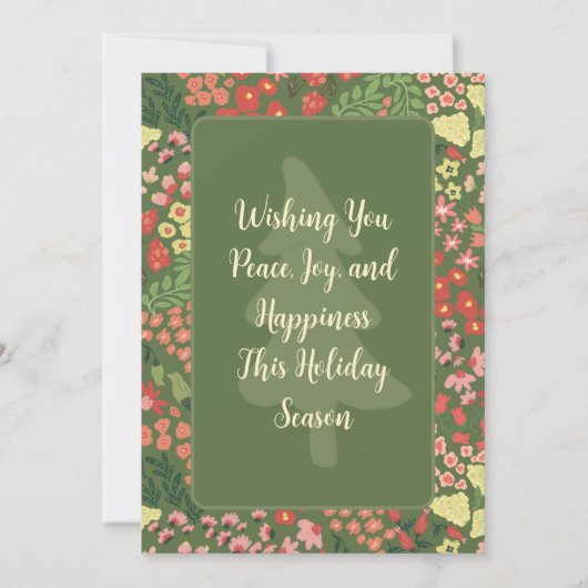 Bloemrijke Kerstkaart - Eigen Bericht, Naam & Datu (Voorkant)